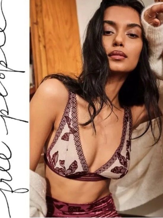 Free People Other - Free People Intimately Alia Dusty Rose & Wine, Black set Floral Lace Bralettes